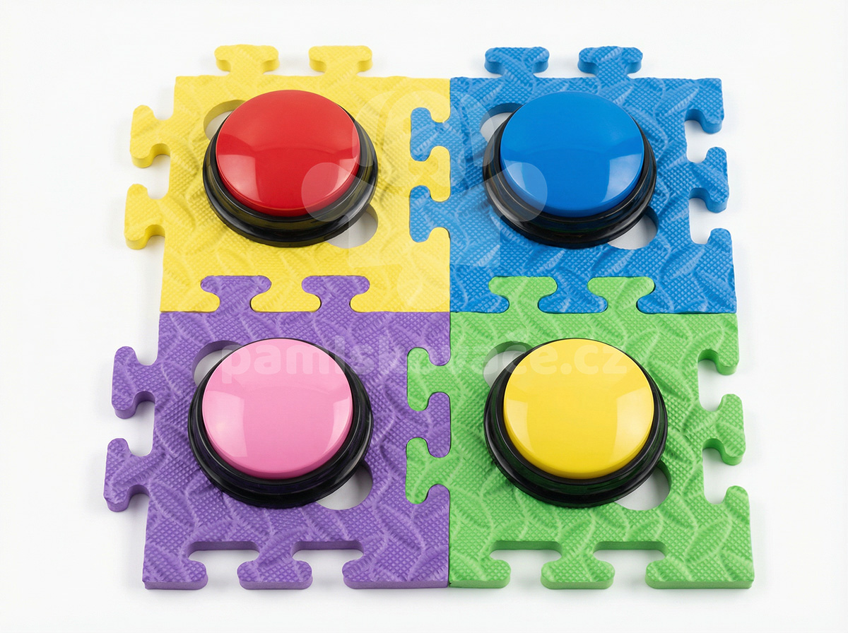 Komunikační tlačítka pro psy - Puzzle Bundle, 4 ks + podložky 10
