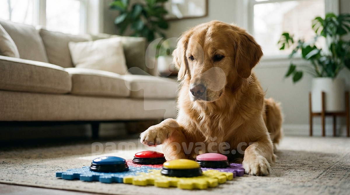 Komunikační tlačítka pro psy - Puzzle Bundle, 4 ks + podložky 8